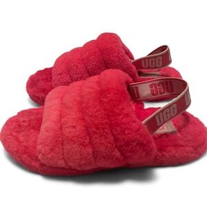 UGG Yeah Pink Fluffy Slide Sandals Slippers
